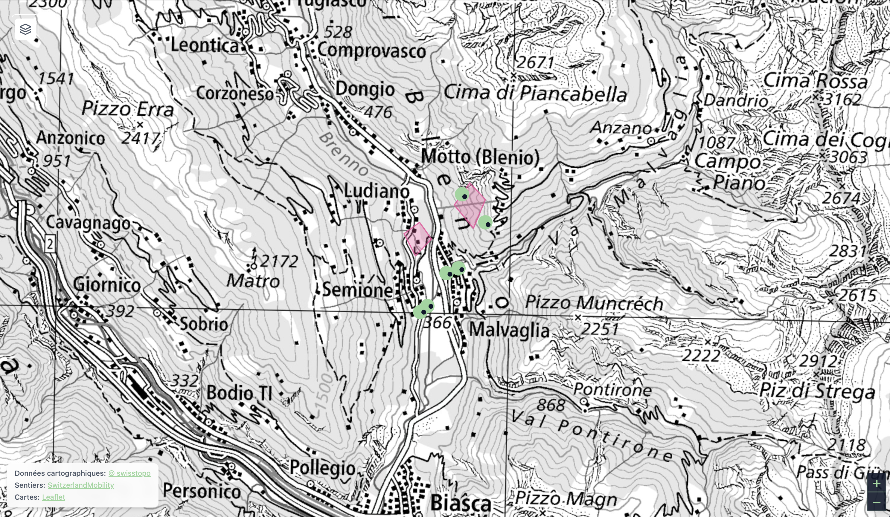 Carte interactive de Valle Malvaglia